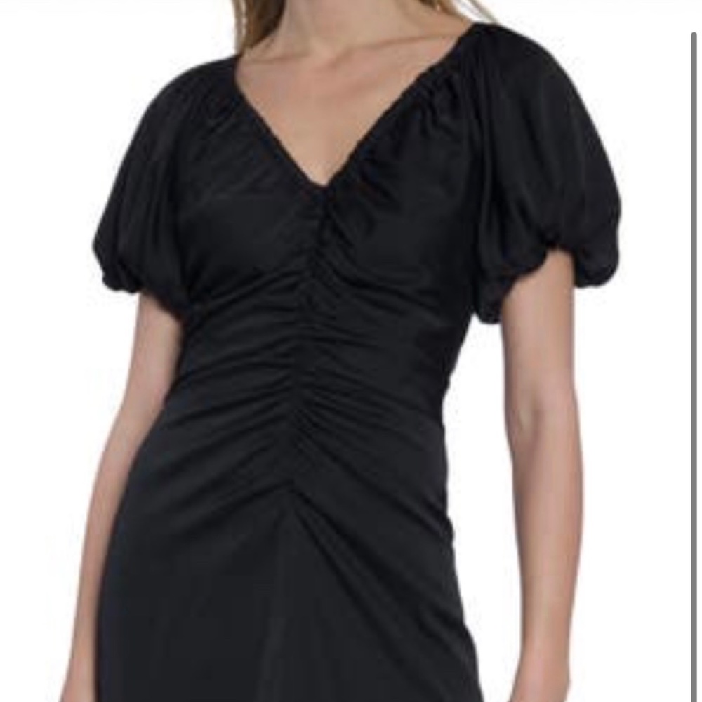 Maggy London ruched cocktail midi